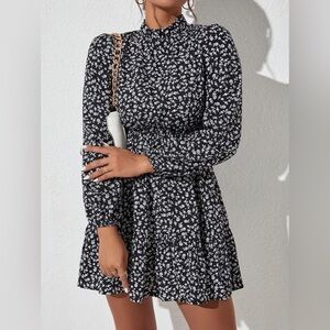 Floral Black Mini Dress